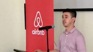 Airbnb's lead regional policy manager Carlos Munoz, who spoke on St. Thomas Thursday. (Facebook photo)