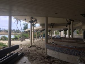 The resort's main restaurant was destroyed by storm surge.