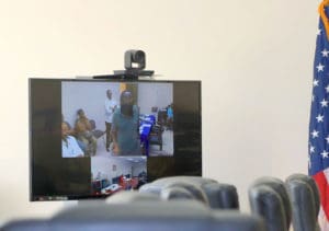 St. Croix Elections Board member Adelbert Bryan argues over video conference about the members’ ability to meet in the wake of a Supreme Court order upholding the formation of a single elections board.