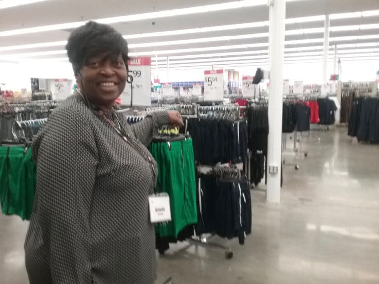 Kmart manager Brendda Burrows looks out over the Tutu Park store after its grand reopening.