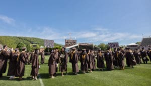 Lehigh University students line up for graduation. (Lehigh University photo)