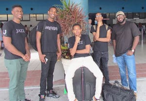 From left, V.I. musicians Howard Peters, Josh Farrell, Eljhaie Brathwaite, Jairay Patty and Shamoi Rodgers.