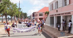 Pride Parade works its way down Strand Street in Frederiksted Saturday. (Photo provided by Johanna Bermùdez-Ruiz and Cane Bay Films)