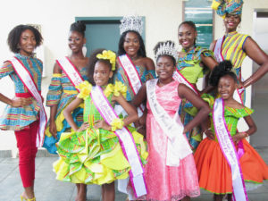 Festival royalty, front row, from left: Kyerah Gumbs, 2017 Festival Princess Yamilette Diaz, and A'mrii Jones. Back row, from left: Chenijah Dawson, Niesha Somersall, 2017 Miss St. John Festival Queen Jeminie Niles, Ge'Leah Browne, and Steffany Carol-Rivers.