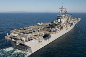 The amphibious assault ship USS Makin Island conducts flight operations off the coast of Southern California. (U.S. Navy photo by Chief Mass Communication Specialist John Lill)