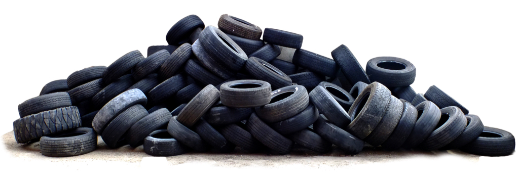 A pile of used tires. (Image from rubbercycle.com)