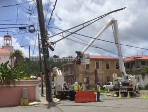 A DPW crew works on an intersection on St. Thomas.