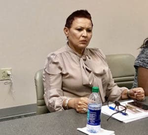 JFL CEO Wanda Ruben listen to discussion at the hospital's board meeting. (Elisa McKay photo)