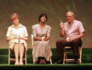 Michelle Greene, center, in a scene from the CCT production of Alan Aycbourn's 'Woman in Mind.' (CCT photo)