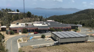 Ten modular units erected on the parking lot of the Myrah Keating Smith facility on St. John in July. Officials expect the temporary unit to be ready to open in late September.