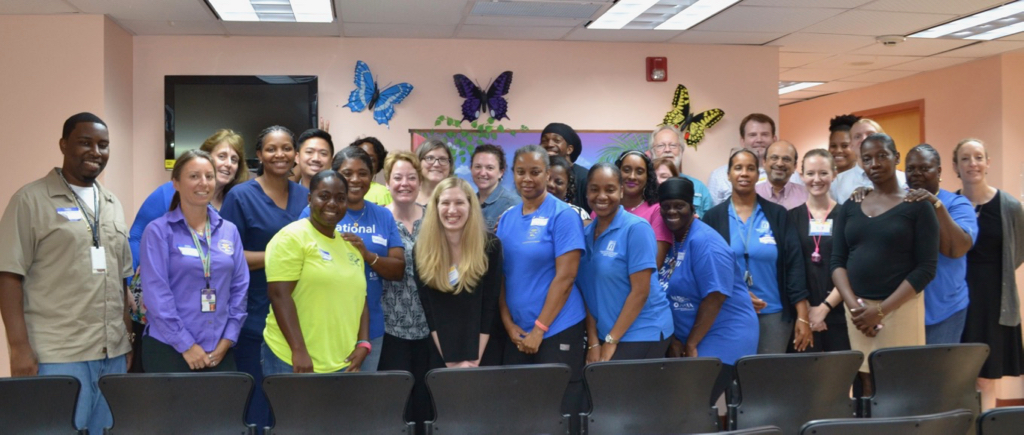 Visiting health workers and their colleagues from the V.I. gather last spring to provide services to mothers and babies experiencing problems associated with Zika. (Submitted photo)