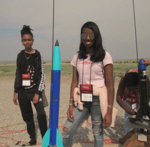 Shimeeka Stanley and Stephanie Bullock take part in the National Association of Rocketry contest in Pueblo, Colorado. (Photo from Steve Bullock's Facebook page)