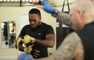 Clayton Laurent, Jr. preps last year for his pro debut. He will make his second pro fight Saturday in Brooklyn.