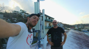 Matt Gyuraki, left, snaps a selfie with Jason Monigold after installing their first communications distribution site in Cruz Bay in the aftermath of Hurricane Irma. Monigold was recently cleared of charges alleging a sex crime in Oregon.