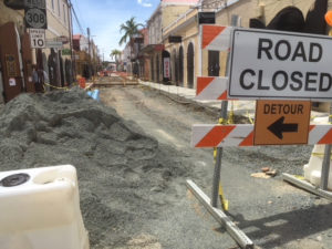 Work continues on the Charlotte Amalie Main Street project.