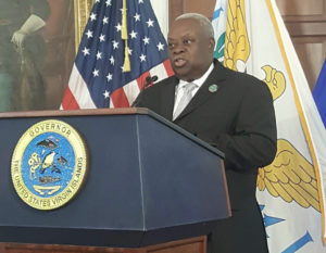 At a St. Croix news conference Tuesday, Gov. Kenneth Mapp announces the planned Workforce Development Scholarship Program.