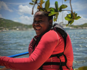 Anissa Wallen enjoying a day in the St. Thomas East Reserves kayaking and collecting GPS coordinates of derelict vessels as art of the Youth Ocean Explorers program. (Submitted photo)