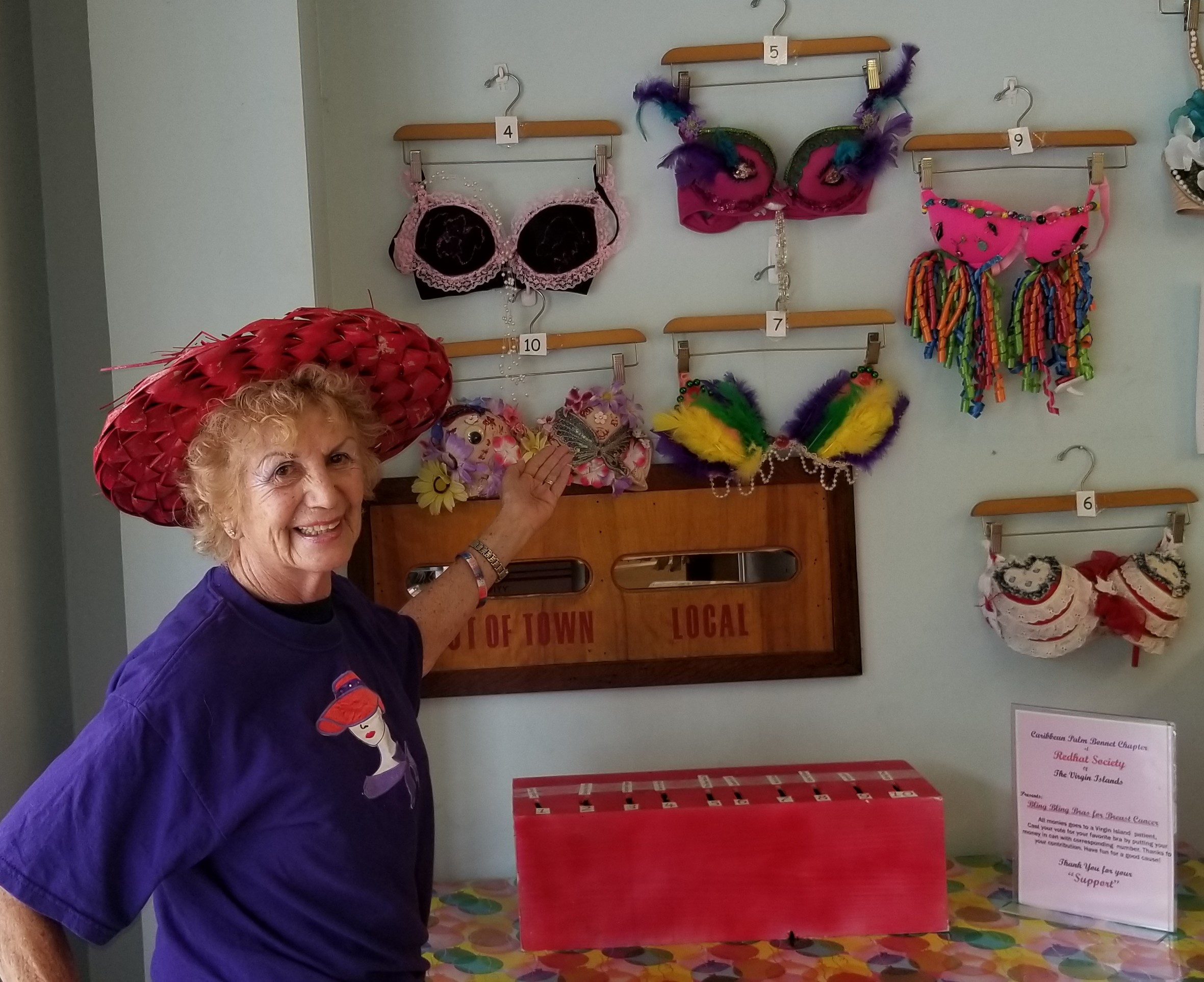 Displaying bras to raise awareness and funds for breast cancer