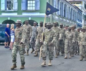 Members of the V.I. National Guard parade through Christiansted.