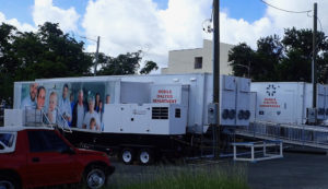 Temporary dialysis units on the south side of the Juan F. Luis Memorial Hospital.