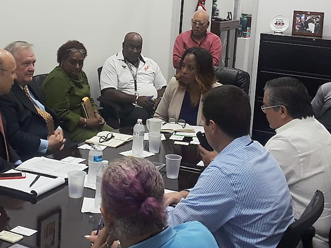 Delegate to Congress Stacey Plaskett (D-VI) met with the Veterans Affairs Administration and local veterans service organizations in her St. Thomas office Monday. (Photo from Delegate Stacey Plaskett's office)