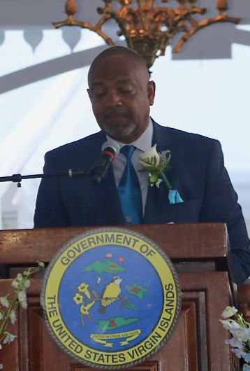 Lt. Gov. Tregenza Roach speaks during Monday's inauguration ceremony.