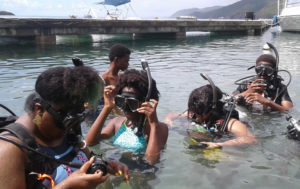 Students from Ivanna Eudora Kean High School practice scuba. (Photo provided by VIMAS)