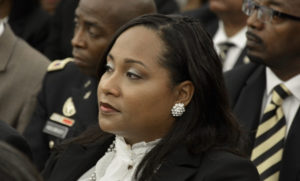 Bryan named former St. Thomas-St. John deputy superintendent Racquel Berry-Benjamin, seen here at teh State of the Territory address, to lead the Education Department. (Photo by Barry Leerdam)