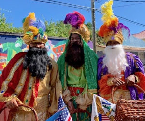 The Three Kings carry baskets of treasures of the children in Crucian Christmas 2019 Adults Parade. (Anne Salafia photo)