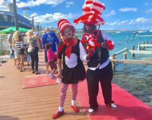 Cupcake, left and Grand Marshal Jelly Bean the Clown, pose on the Christiansted Boardwalk. (Elisa McKay photo)