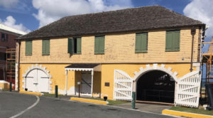 The front of the historic Scale House in Christiansted shows wear and tear. (Elisa McKay photo)