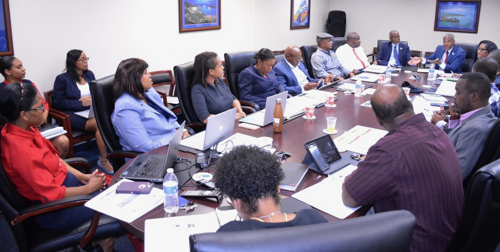 Members of the V.I. Senate and the Economic Development Authority gather around the table in the EDA's conference room Monday. (Submitted photo)