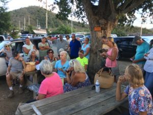 Community members converse with Lime Out owners. (Amy Roberts photo)