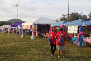 Teams set up tents for the overnight march, complete with food, drinks, blankets and games. (Susan Ellis photo)