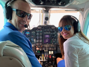William "Billy" Bohlke and Ashley Bouzianis head home after the 2019 Caribavia in the BIA MU-2 jet. (Anne Salafia photo)