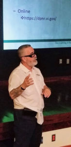 Wastewater technician for Puerto Rico and the Virgin Islands, Carlos Velazquez of RCAP Solutions answers questions from approximately 25 people who attended Wednesday’s conference. (Source photo by Bethaney Lee)