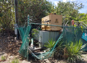 The lift station generator awaits repair so that it can pump sewage that's fouling the neighborhood.
