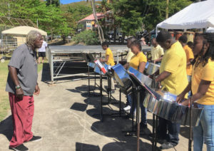 Matey Sewer conducts BCB's Burning Blazers at the Folklife Festival. He will retire as director of the band. (Amy Roberts photo)