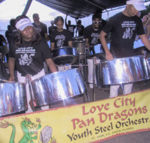 The Love City Pan Dragons performs in honor of “Mac” O’Donnell, the father of two of the band’s members.