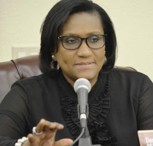 Sen. Donna Frett-Gregory chaired the committee hearing Wednesday. (File photo by Barry Leerdam for the Legislature of the Virgin Islands)