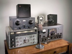 A ham radio setup. (Image from Wisconsin Public Radio)