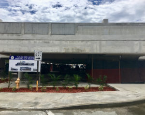 The two-story parking facility in Red Hook is nearing completion. (Amy Roberts photo)