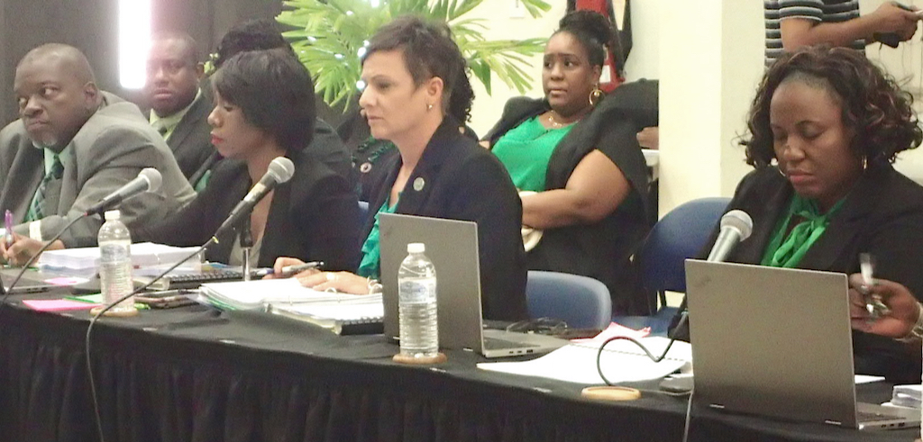Commissioner Kimberly Causey-Gomez and administrators of Human Services defend budget at legislative hearing. (Source photo by Susan Ellis)