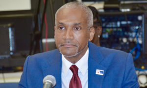 Kamal Latham, CEO of the Economic Development Authority, testifies at Tuesday’s Finance Committee hearing. (V.I. Legislature Photo)