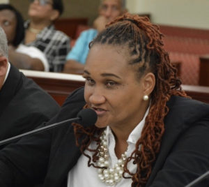 Dionne Wells-Hedrington, chief operating officer for education, said new school buildings are needed. (Photo by Barry Leerdam, V.I. Legislature)