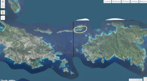 Photo shows location of Lovango Cay between STT and STJ. (Image by IMap Geo)