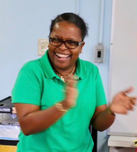 Zarah O’Reilly-Bates' huge smile shows her appreciation for the surprise party planned by her Ricardo Richards Elementary School students in honor of becoming the St. Croix Teacher of the Year for 2020. (Source photo by Linda Morland)