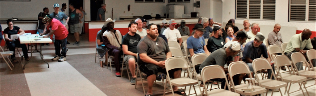 Approximately 75 fishermen find their seats during the St. Thomas/ St. John Fisherman’s Association meeting. (Source photo by Bethaney Lee)