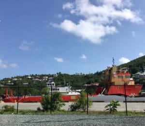 The Todd G. is tied up at the Moorehead Marine Terminal in Cruz Bay. (Source photo by Amy Roberts)