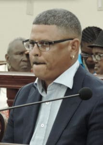 From left, Vincent Richards and Eric Castro Testify at Tuesday’s hearing. (Photo by Barry Leerdam for the V.I. Legislature)